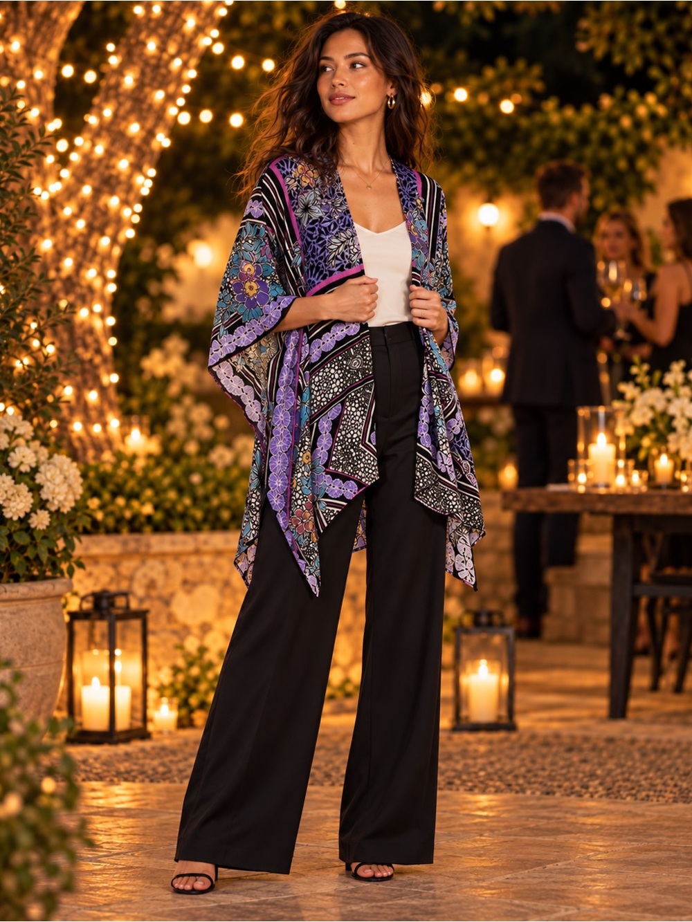 Anthropologie Shira Burnout Velvet Kimono Floral Patchwork OS